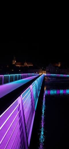 The wallpaper “Neon Bridge” cropped for the iPhone: portrait, the bridge fills the height.